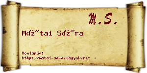 Mátai Sára névjegykártya